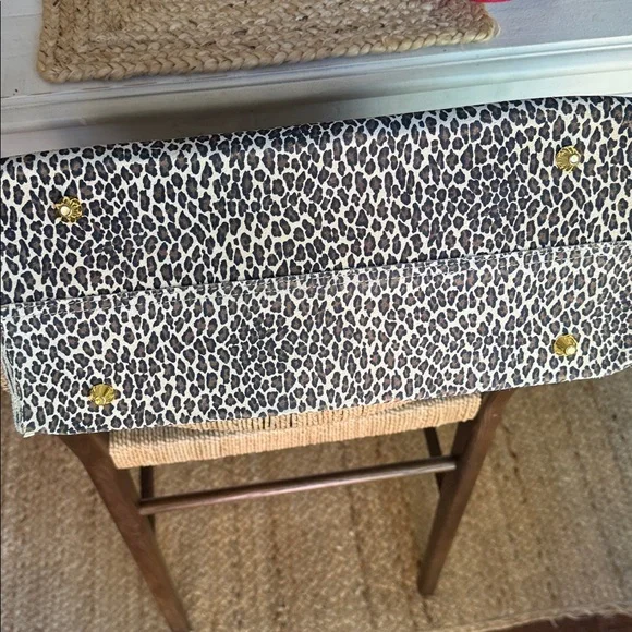 Clare V Leopard Print Tote with Navy/Red Strap - Picture 3 of 6